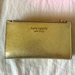 NWT Kate Spade gold wallet